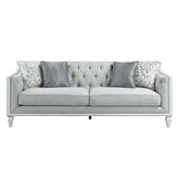 Katia Light Gray Linen & Weathered White Finish Sofa Model LV01049 By ACME Furniture